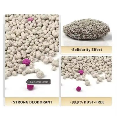 Deodorante sabbia di lettiera per gatti personalizzata, priva di polvere, biodegradabile, profumata, colori multipli