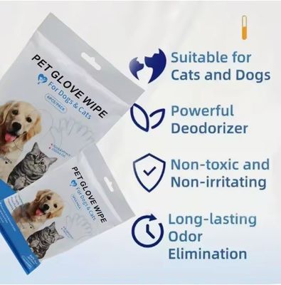 Logo personalizzato accettabile 6PCS pacchetto guanti per la pulizia degli animali domestici per la pulizia del PET asciugamani bagnati