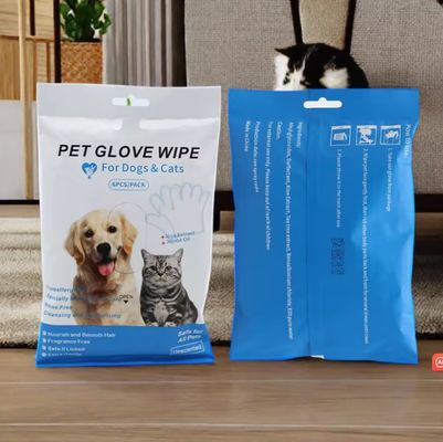 Logo personalizzato accettabile 6PCS pacchetto guanti per la pulizia degli animali domestici per la pulizia del PET asciugamani bagnati