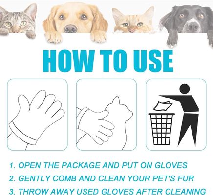 9.6in*12.6in Guanti per la cura degli animali per la vita quotidiana Eco-friendly e usa e getta
