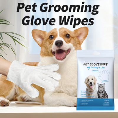 Non tessuti Blue Package Cleaning Disposable Pet Grooming Gloves Wet Wipes For Dogs Cats