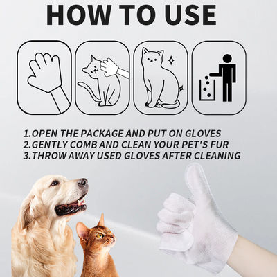 Logo personalizzato Acceptabile guanti di cura per animali domestici non tessuti per cani e gatti 6 pezzi/1 sacchetto