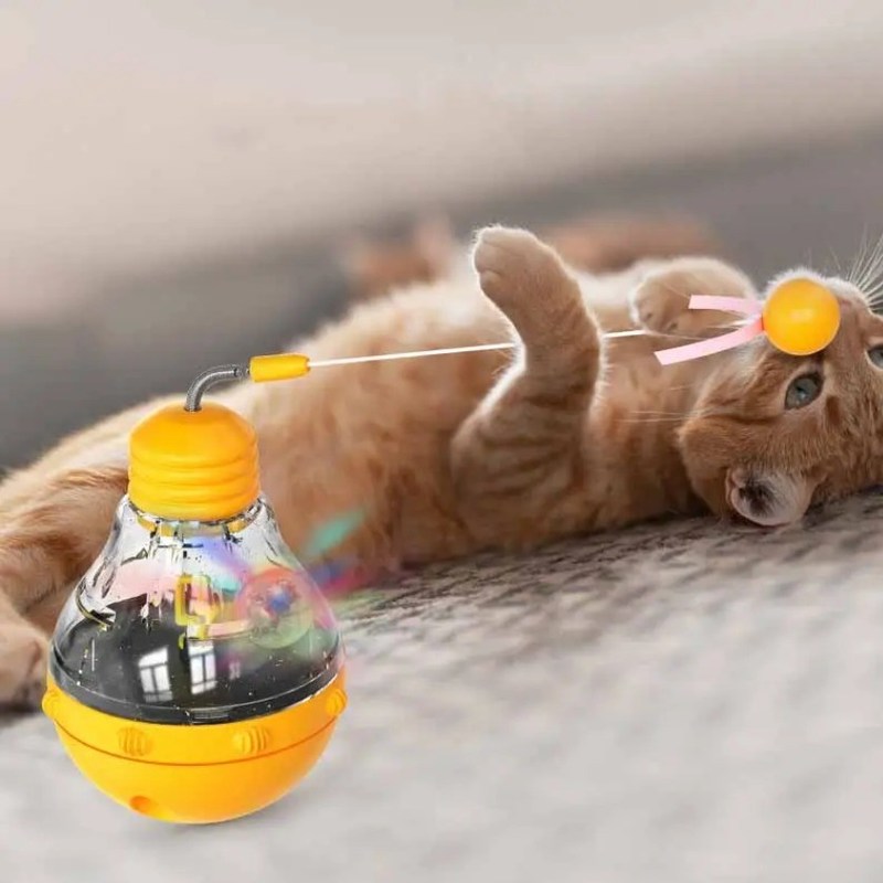 Long Time Used Interactive Cat Toy Fun Cat Stick con lampadina e leaky food tumbler