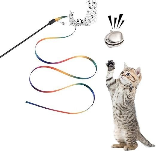 Interattivo giocattolo per gatti classico Rainbow Rope Cat Teaser Stick per gatti e gattini esercizio