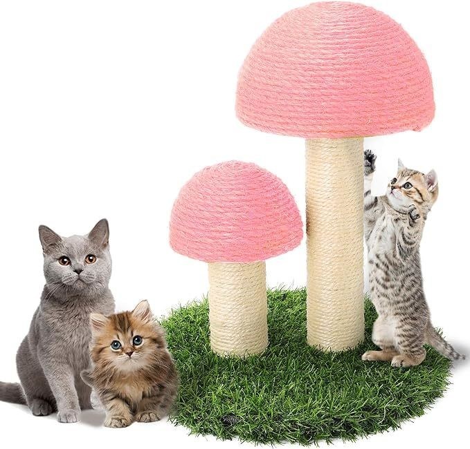 Tiragraffi per gatti con doppio fungo OEM/ODM, corda in sisal naturale, per tiragraffi per gatti, per interni, con torre per albero di gatti