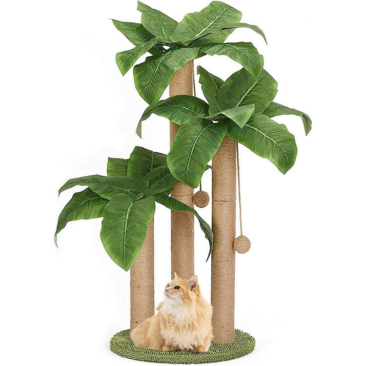 Cat Coconut Palm Tree Climbing Frame con scratch pole naturale Sisal e palle sospese