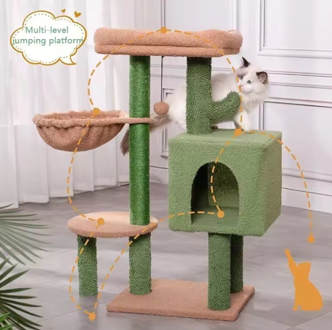 Gatto che si gratta la casa giocattolo piccolo gatto verde albero cactus gattino grattatore per gatti interni