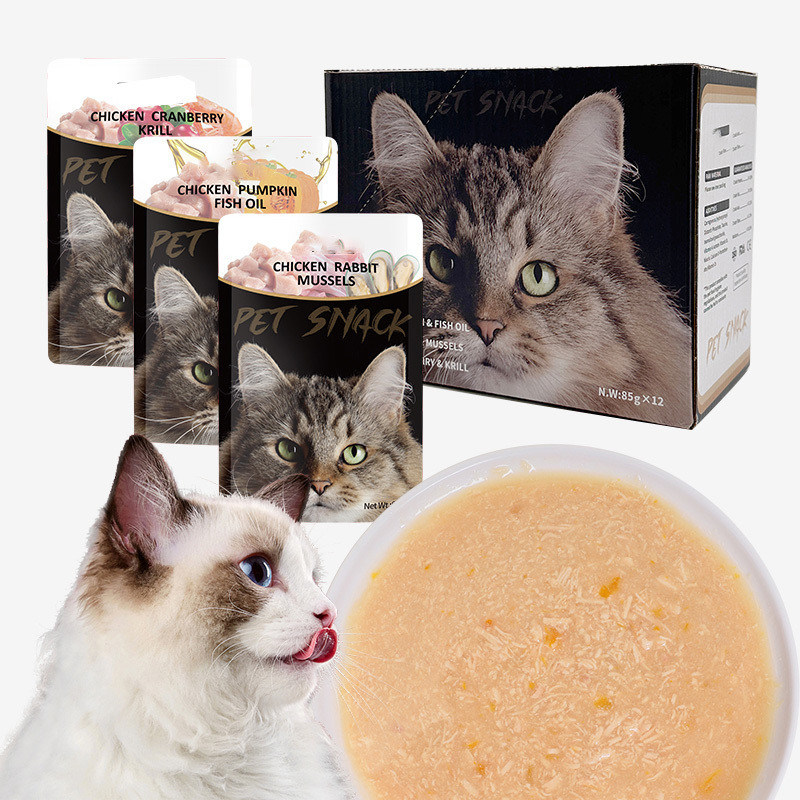 Sapore di pollo gustoso Sapore di pesce Sapore umido Alimenti per animali da compagnia Gatti dolcetti Salsa umida Alimenti per cani