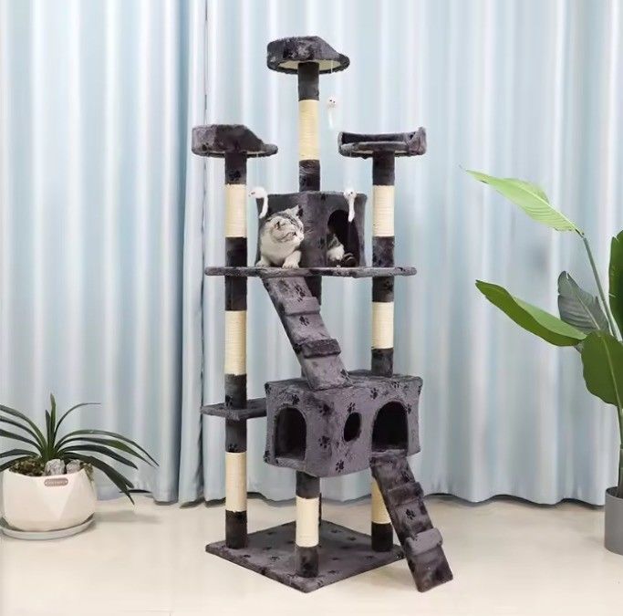 Fun Play Multi-Level Luxury Cat Tree Arredamento con Scratching Post Condo Piattaforme