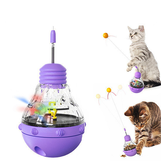 Multifunzionale per gatti giocattolo a bacchetta rotante sfera di illuminazione e alimentatore lento per gatti interni
