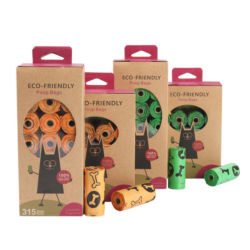 Personalizzare il logo Pet Poop Sacchetti puliti EPI biodegradabile Cane Gatti Sacchetti per rifiuti 315 Conteggio