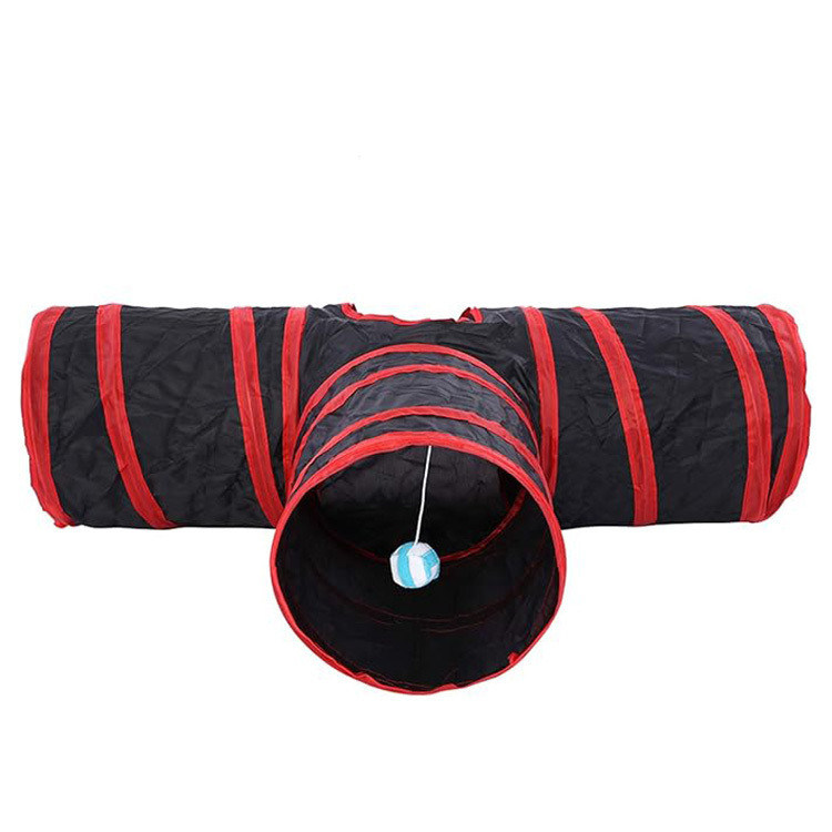 Peek Hole e Toy Ball Stile durevole Pet Cat Tunnel Tube 3-Way Collapsible per gatti interni