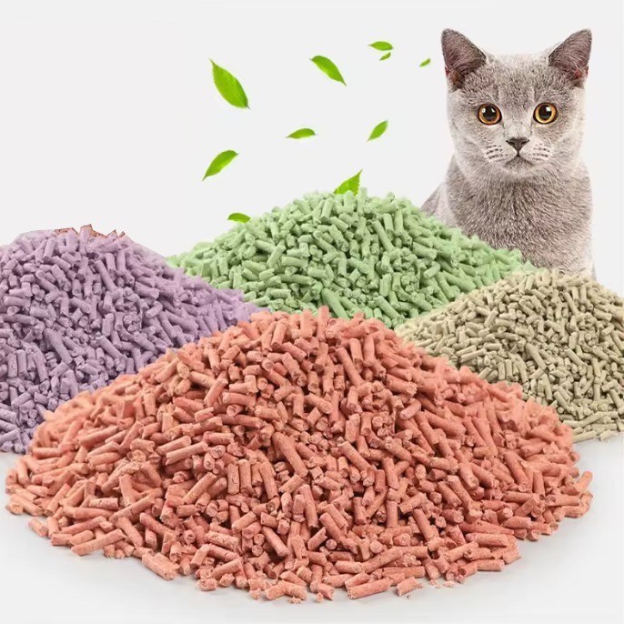 Deodorante sabbia di lettiera per gatti personalizzata, priva di polvere, biodegradabile, profumata, colori multipli
