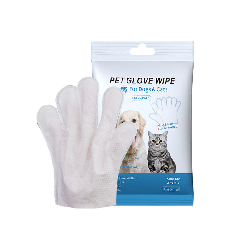 Logo personalizzato accettabile 6PCS pacchetto guanti per la pulizia degli animali domestici per la pulizia del PET asciugamani bagnati